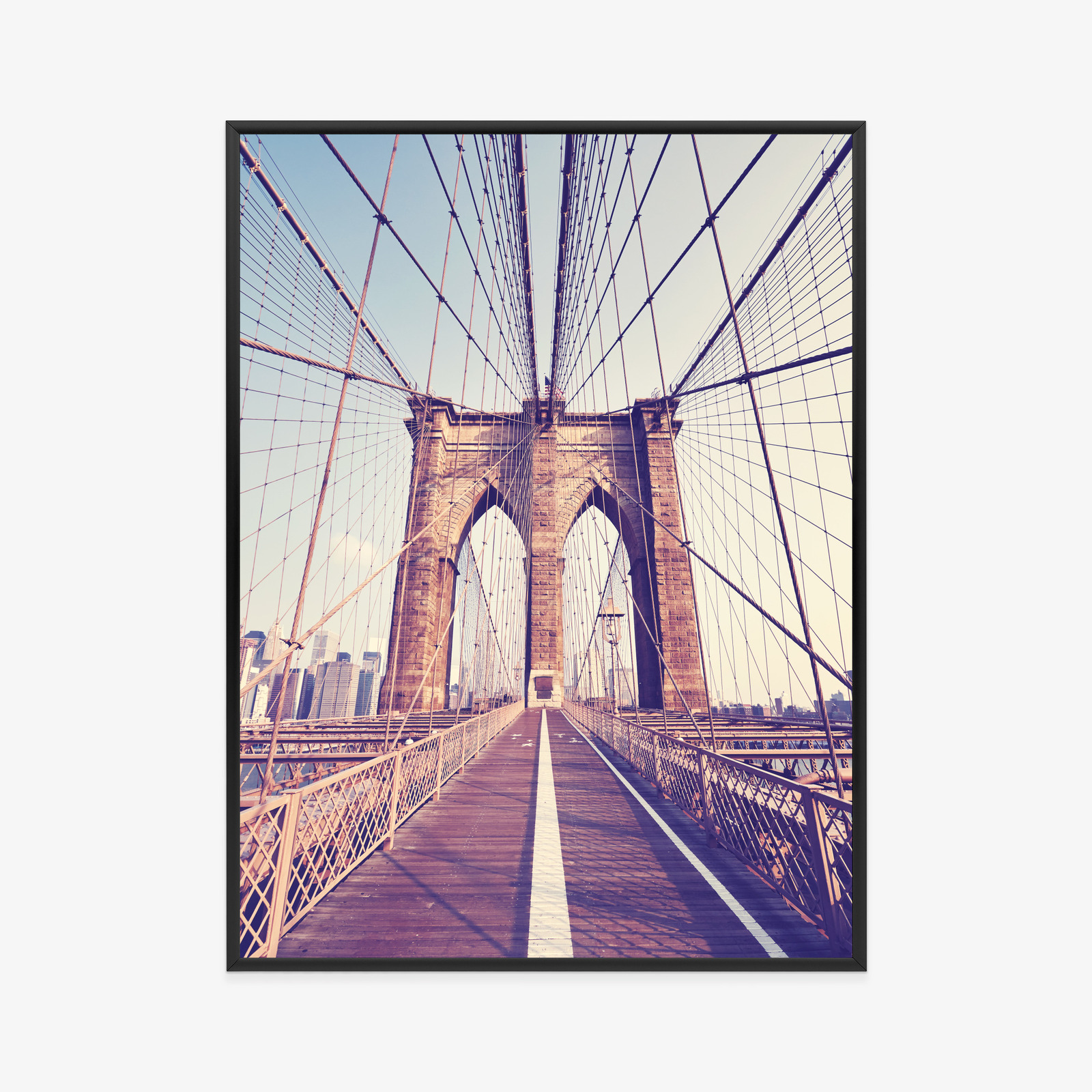 Poster Nyc Brooklyn Bridge Im Retro-Stil Rahmen Aluminium Farbe Schwarz