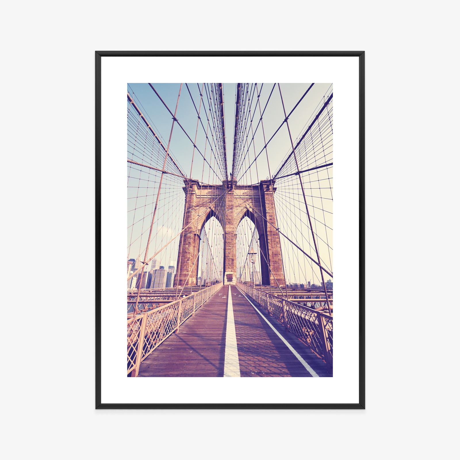 Poster Nyc Brooklyn Bridge Im Retro-Stil Rahmen Aluminium Farbe Schwarz – Bild 4