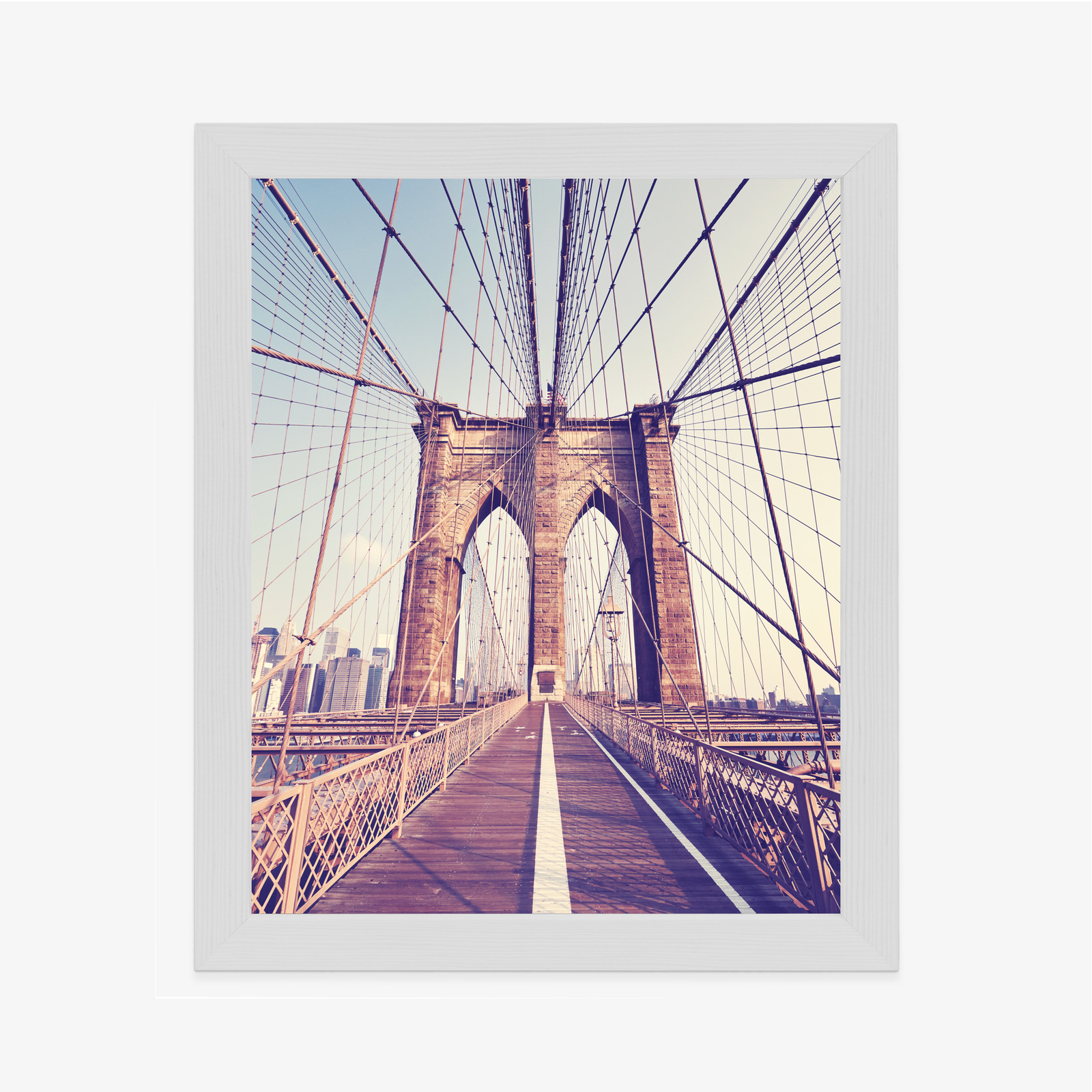 Poster Nyc Brooklyn Bridge Im Retro-Stil Rahmen Aluminium Farbe Schwarz – Bild 6