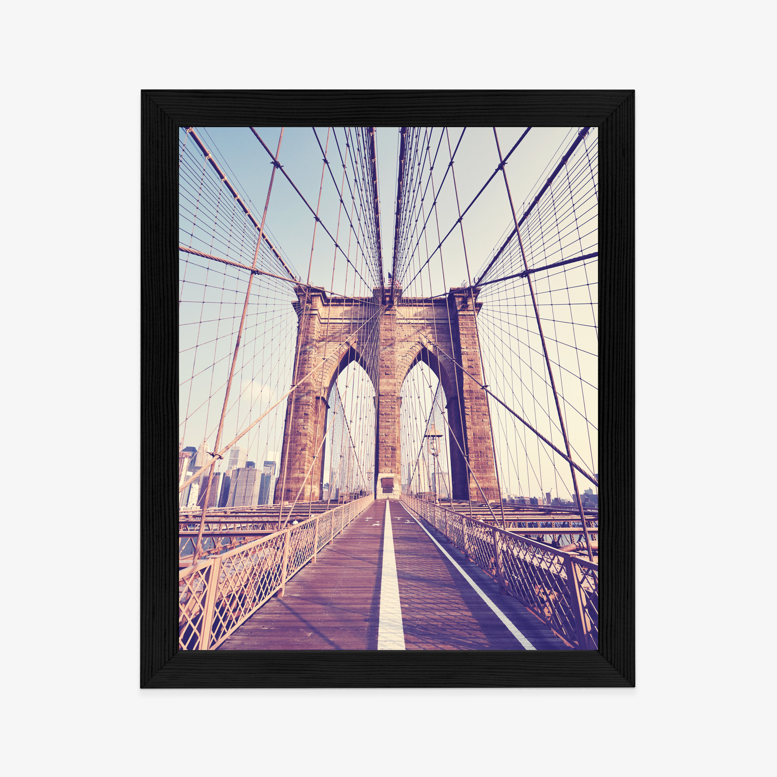 Poster Nyc Brooklyn Bridge Im Retro-Stil Rahmen Aluminium Farbe Schwarz – Bild 7