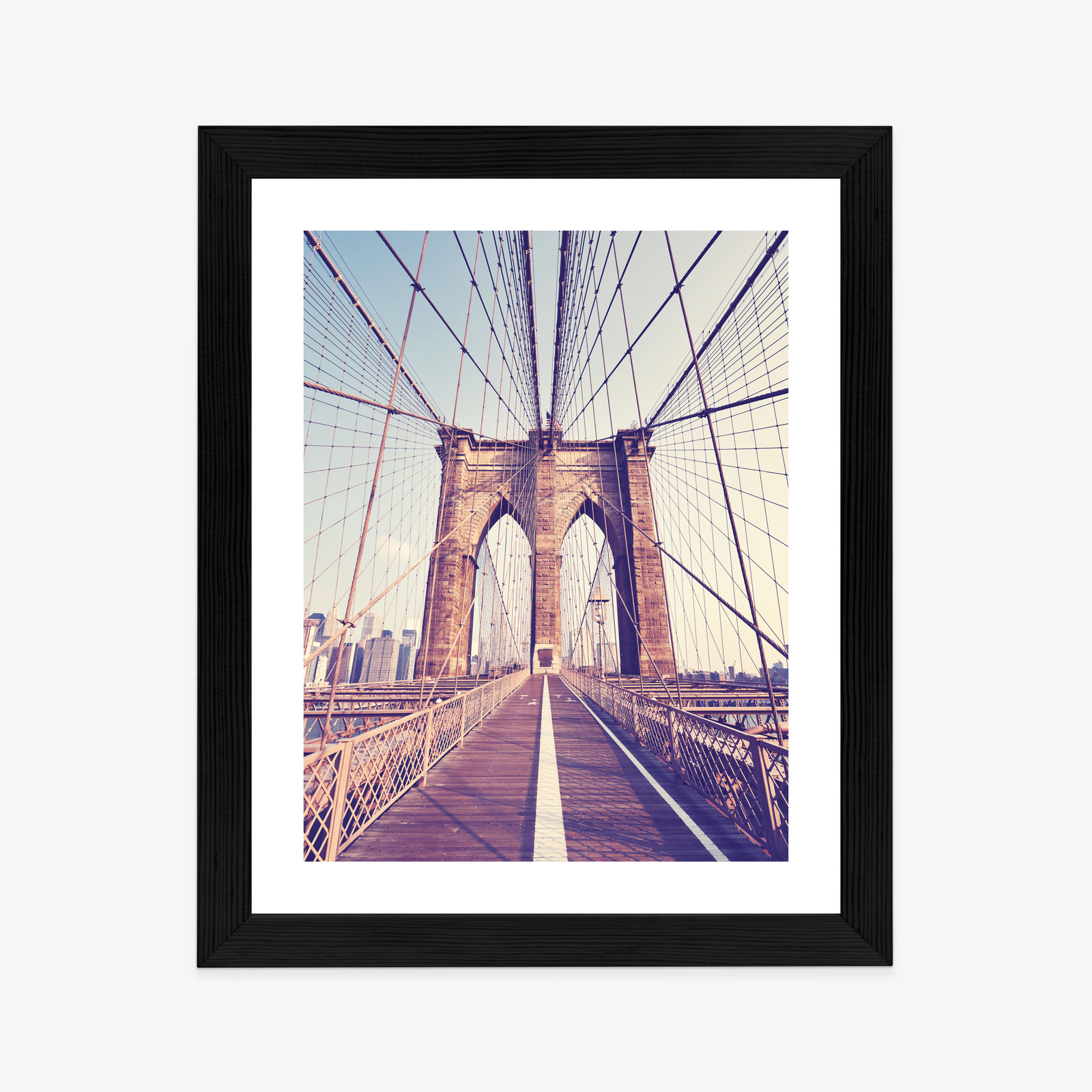 Poster Nyc Brooklyn Bridge Im Retro-Stil Rahmen Aluminium Farbe Schwarz – Bild 9
