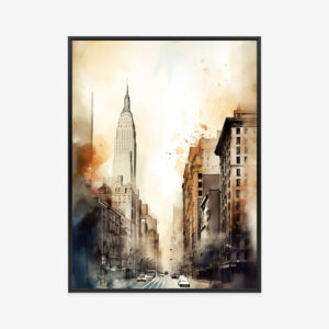Poster Straßen Von New York Aquarell In Beigetönen Rahmen Aluminium Farbe Schwarz