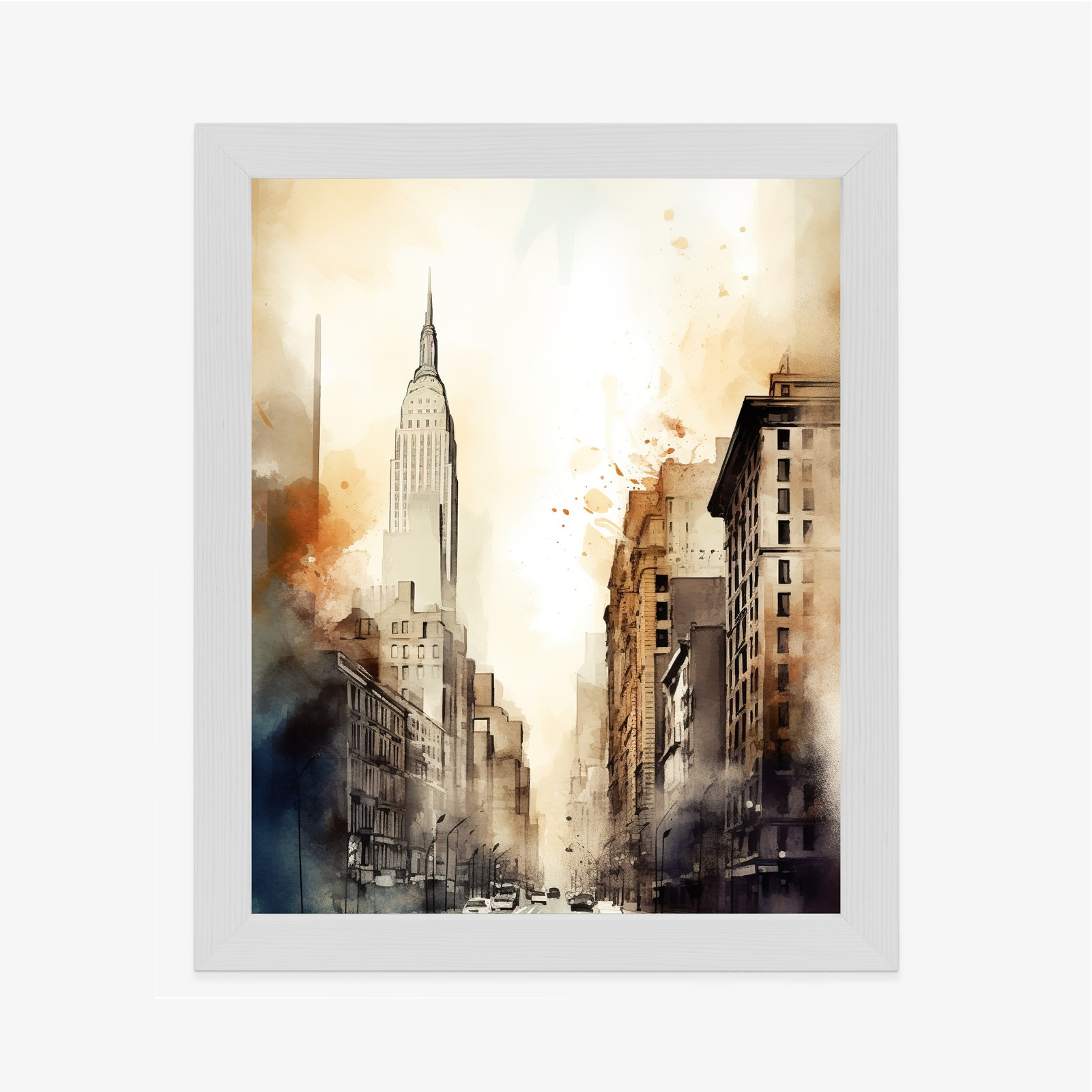 Poster Straßen Von New York Aquarell In Beigetönen Rahmen Aluminium Farbe Schwarz – Bild 7