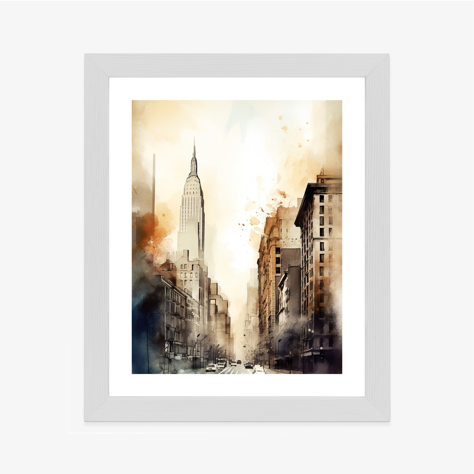 Poster Straßen Von New York Aquarell In Beigetönen Rahmen Aluminium Farbe Schwarz – Bild 9