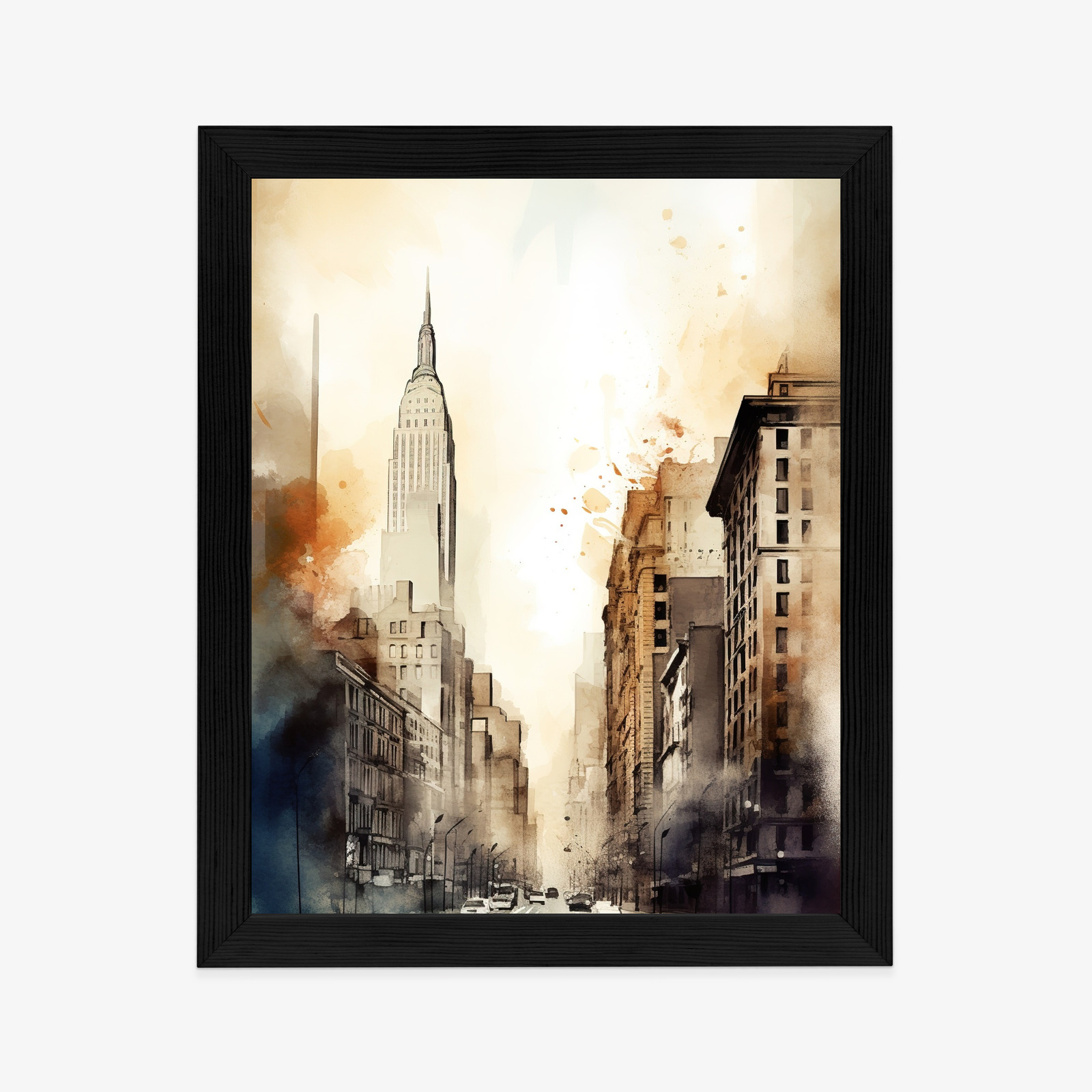 Poster Straßen Von New York Aquarell In Beigetönen Rahmen Aluminium Farbe Schwarz – Bild 8