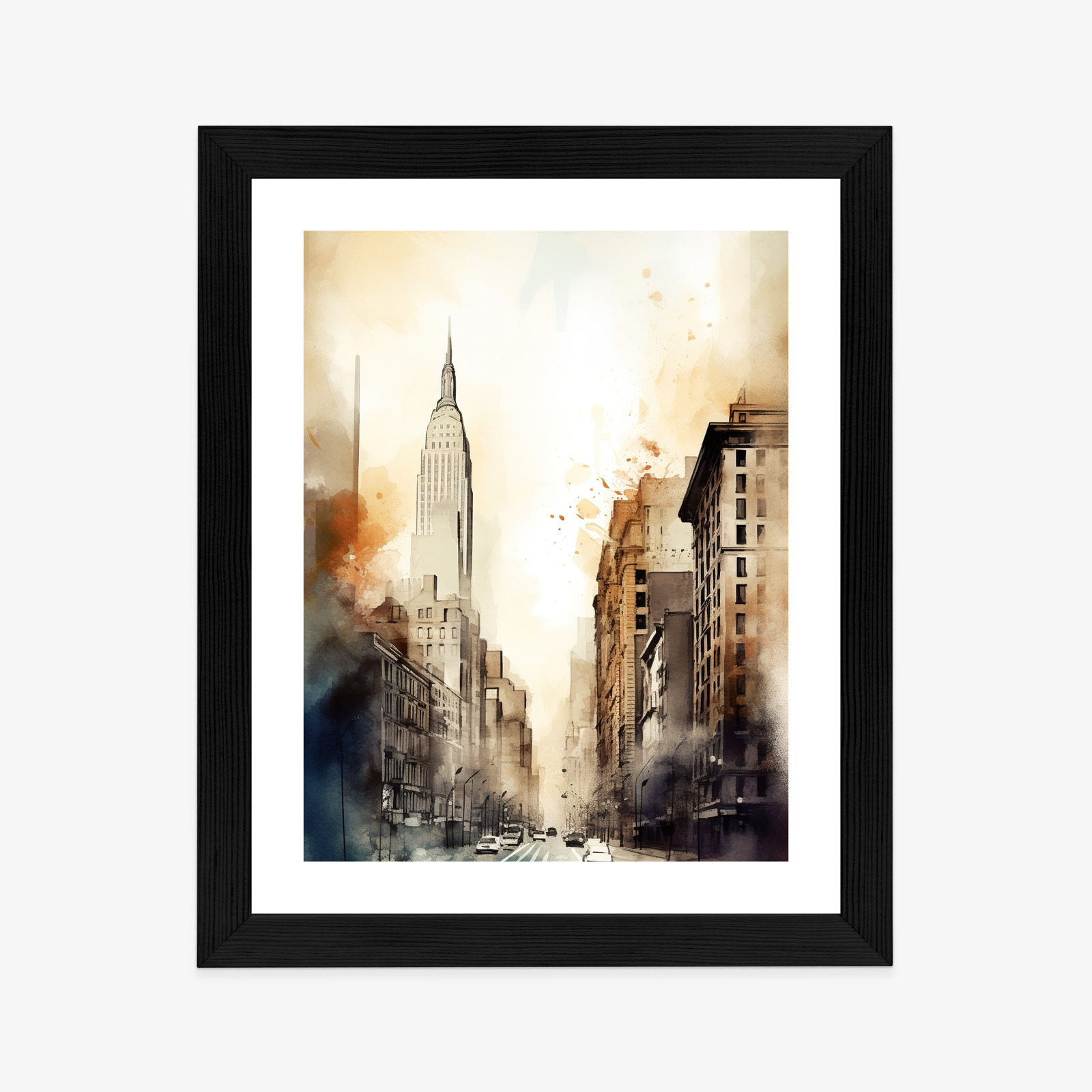 Poster Straßen Von New York Aquarell In Beigetönen Rahmen Aluminium Farbe Schwarz – Bild 10