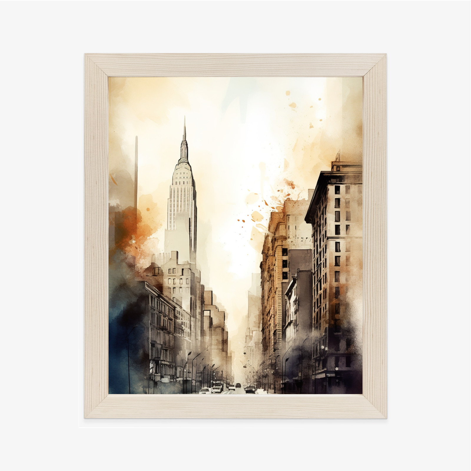 Poster Straßen Von New York Aquarell In Beigetönen Rahmen Aluminium Farbe Schwarz – Bild 11