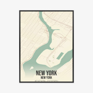 Poster New York-Karte Im Retro-Stil Rahmen Aluminium Farbe Schwarz