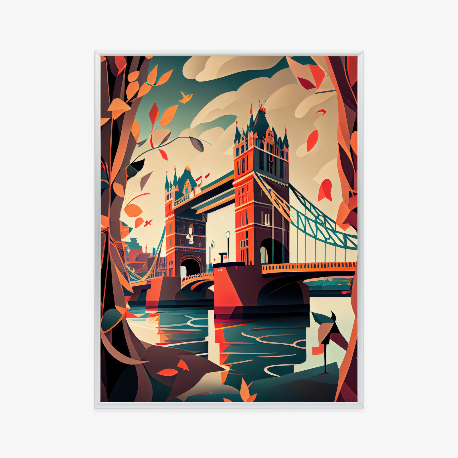 Poster Abstrakte Illustration Der Tower Bridge Rahmen Aluminium Farbe Schwarz – Bild 2