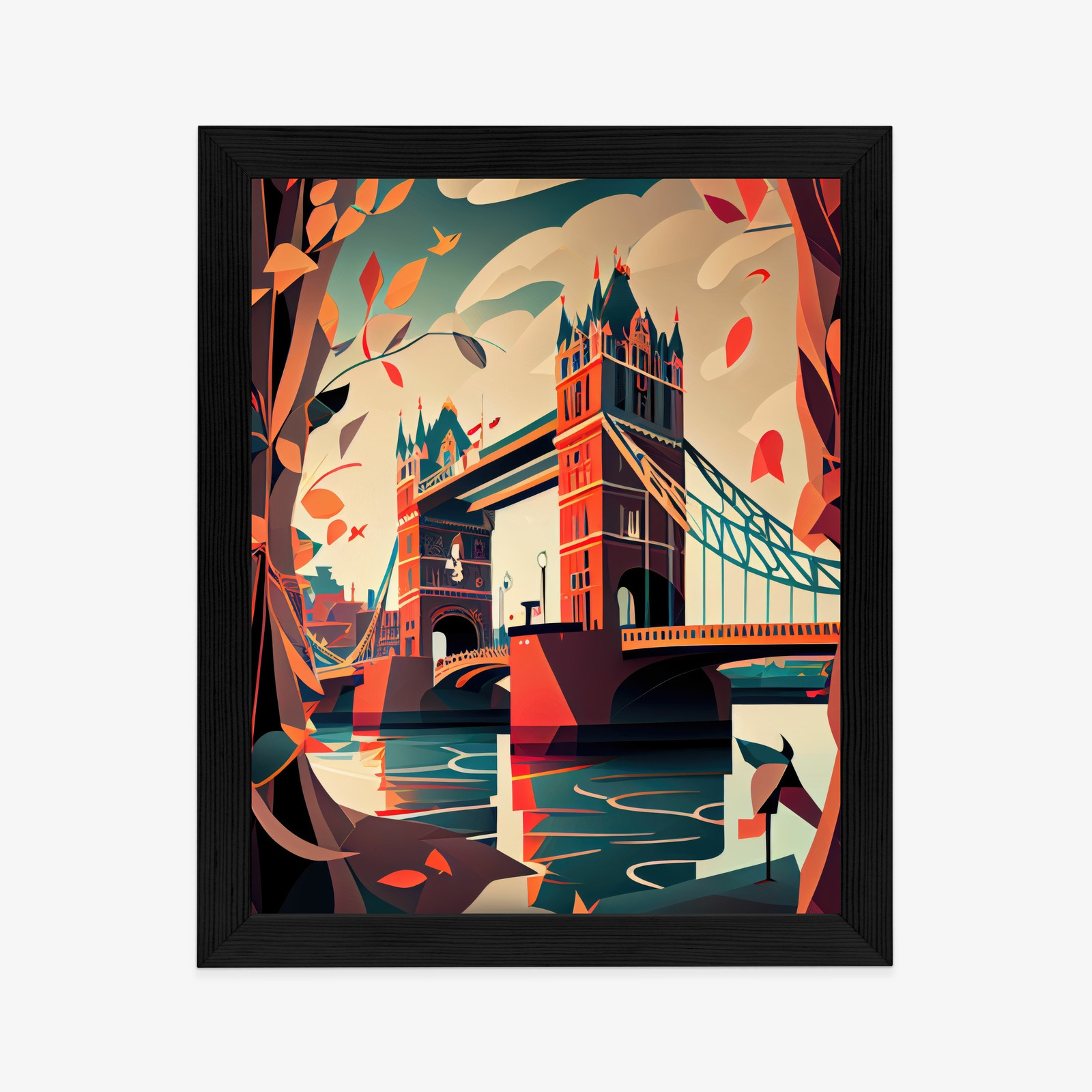 Poster Abstrakte Illustration Der Tower Bridge Rahmen Aluminium Farbe Schwarz – Bild 7