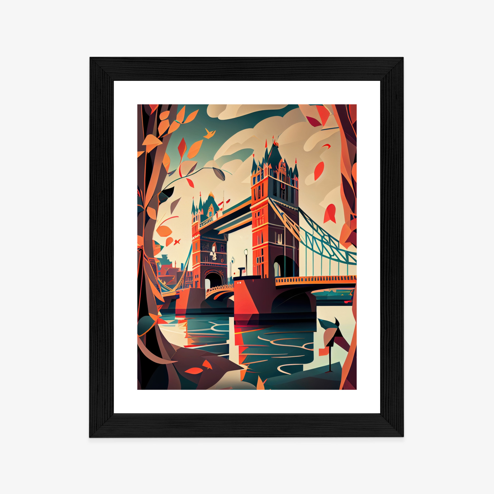 Poster Abstrakte Illustration Der Tower Bridge Rahmen Aluminium Farbe Schwarz – Bild 9