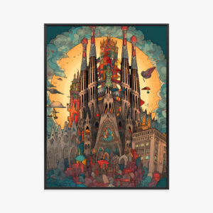 Poster Abstraktes Konzept Der Kirche Sagrada Familia Rahmen Aluminium Farbe Schwarz