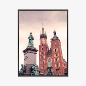 Poster Adam-Mickiewicz-Denkmal Vor Der Marienkirche In Krakau Rahmen Aluminium Farbe Schwarz