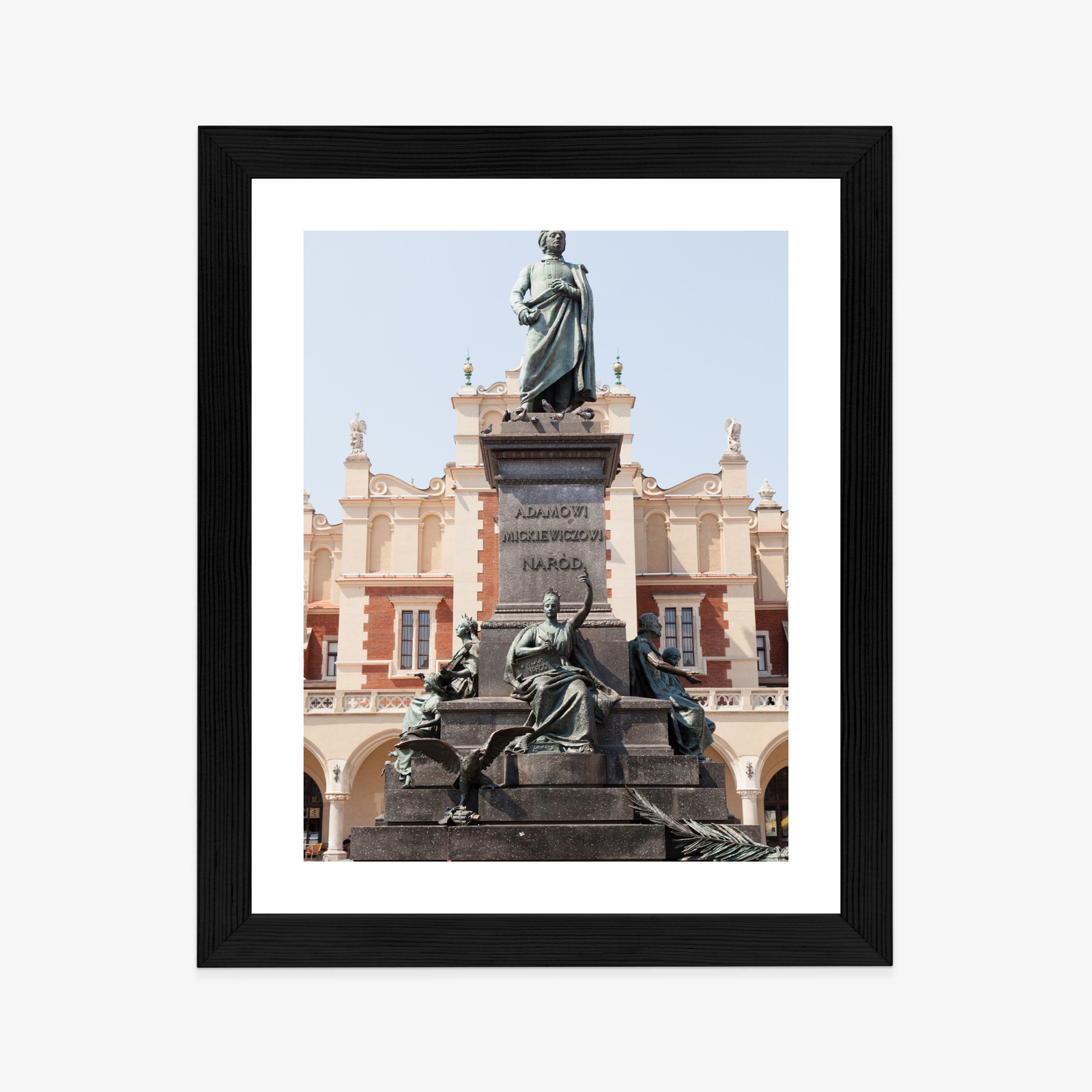 Poster Adam-Mickiewicz-Denkmal In Krakau Rahmen Holz Mit Passepartout Farbe Natürlich – Bild 4