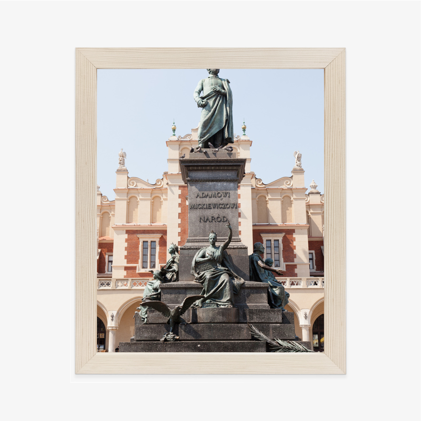 Poster Adam-Mickiewicz-Denkmal In Krakau Rahmen Holz Mit Passepartout Farbe Natürlich – Bild 2