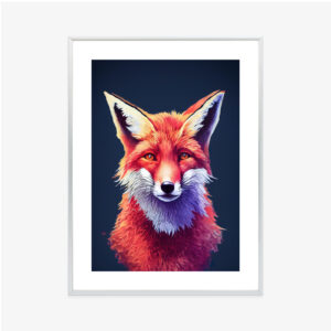 Poster A Close Up Of A Red Fox's Face, This Is An Image Of The Red Fox. Rahmen Aluminium Mit Passepartout Farbe Silber