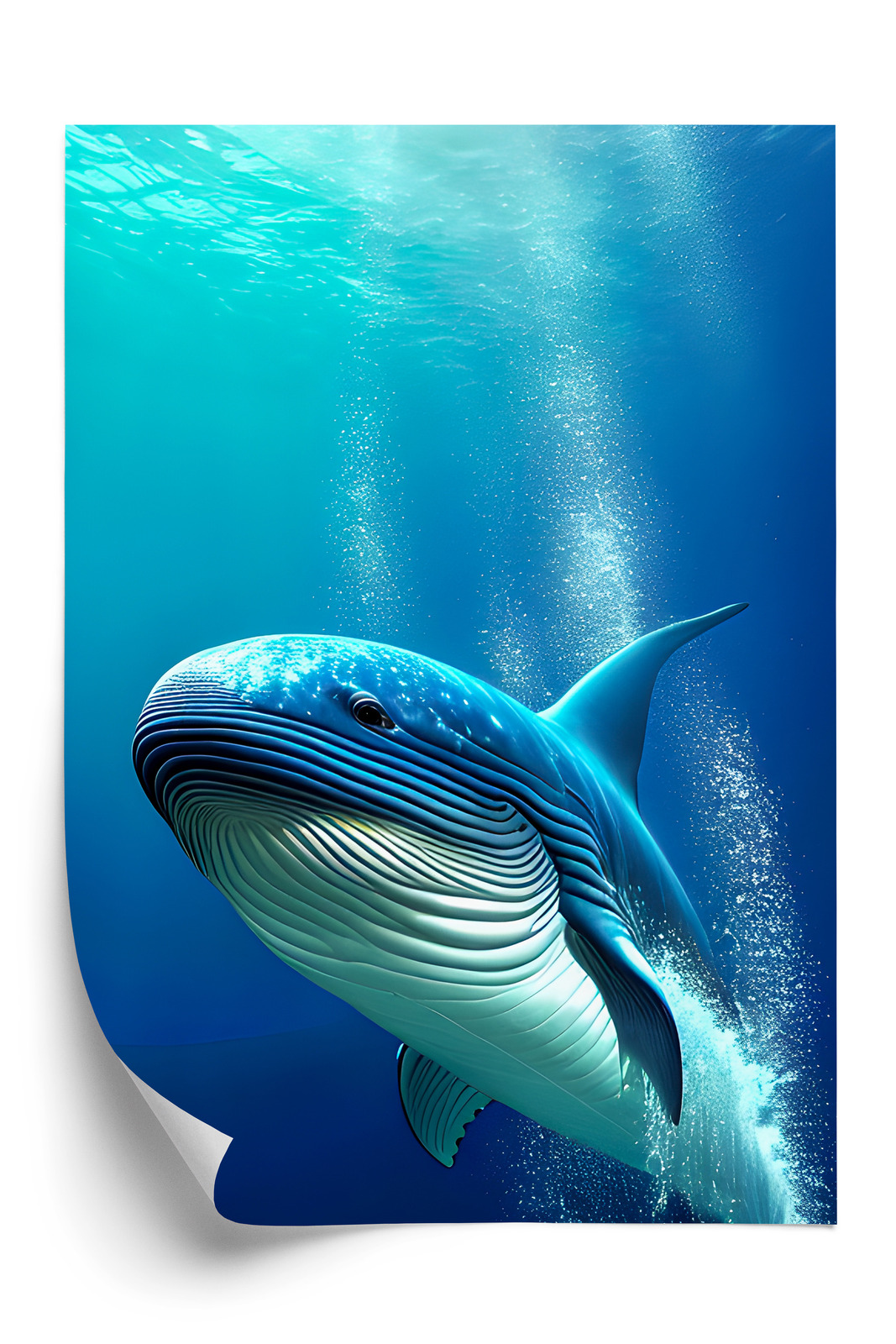Poster Ein Wal In Den Tiefen Des Ozeans Rahmen Holz Mit Passepartout Farbe Weiß – Bild 8