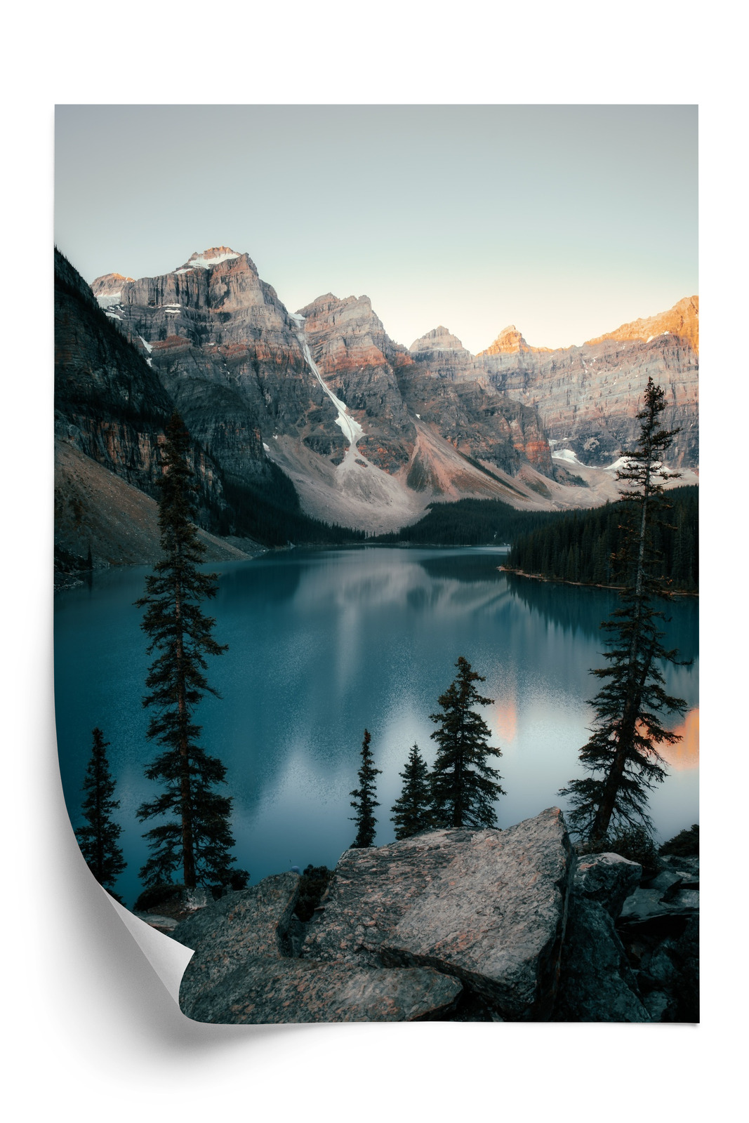 Poster Blaues Wasser In Einem Bergsee Rahmen Holz Mit Passepartout Farbe Natürlich – Bild 3