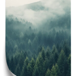 Poster Dichter Nebel Hängt Über Dem Grünen Wald