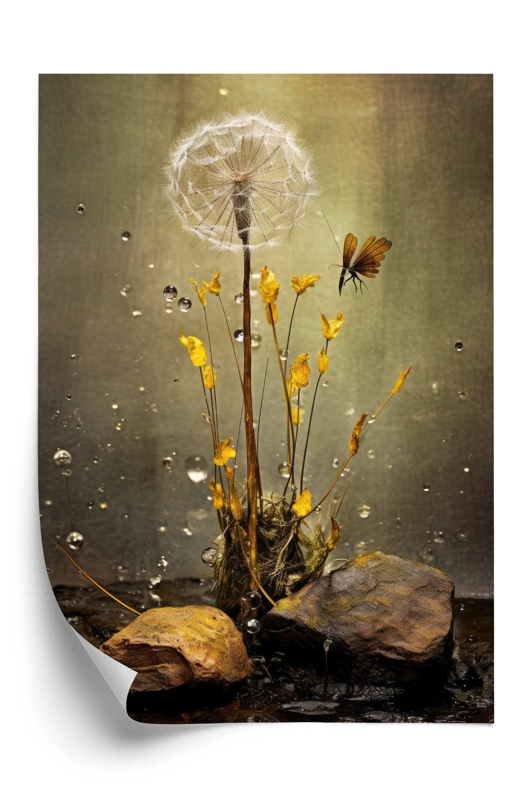Poster Löwenzahn Und Tautropfen Rahmen Hölzern Farbe Schwarz – Bild 7