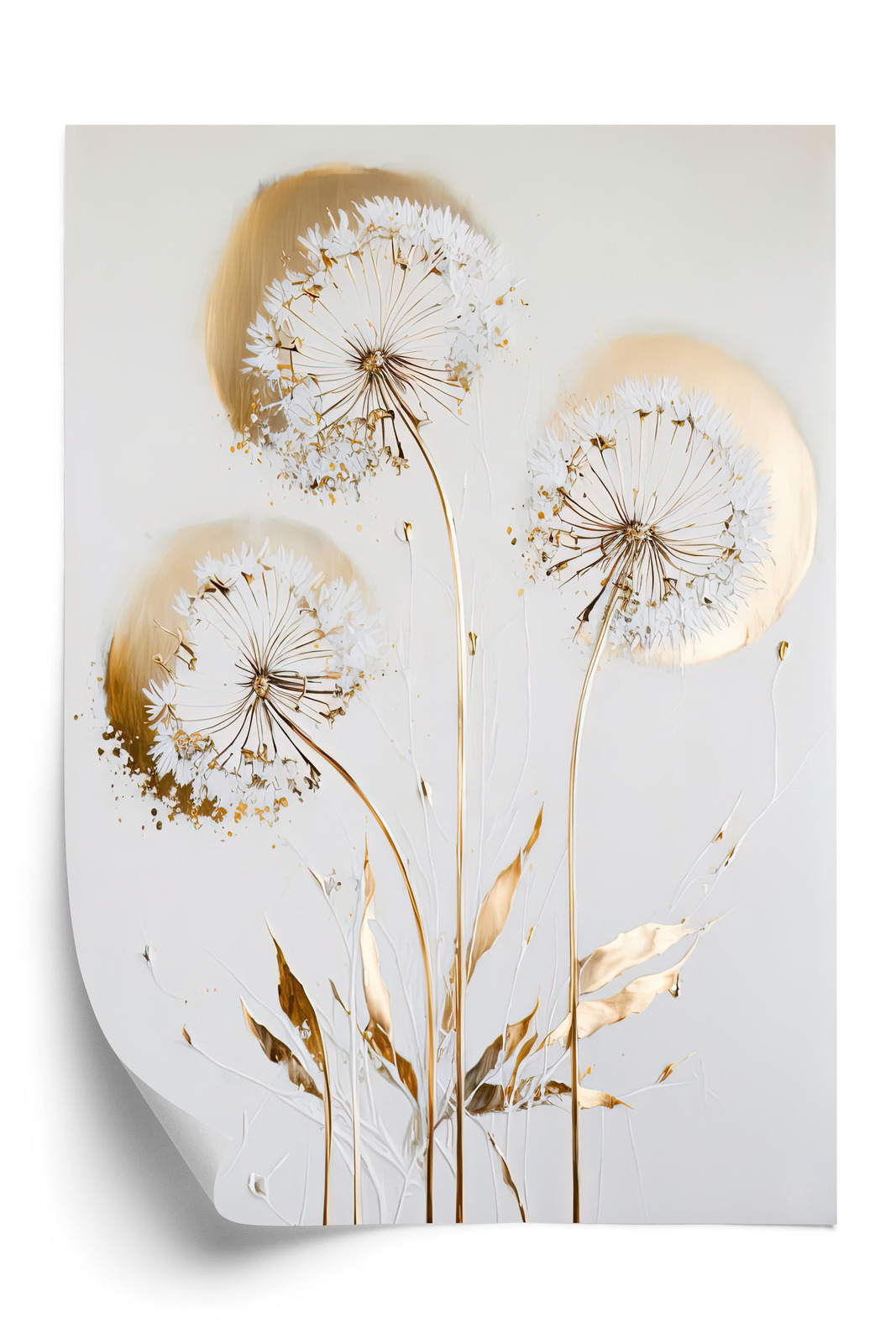 Poster Goldene Löwenzahn Auf Hellem Hintergrund Rahmen Aluminium Farbe Schwarz – Bild 9