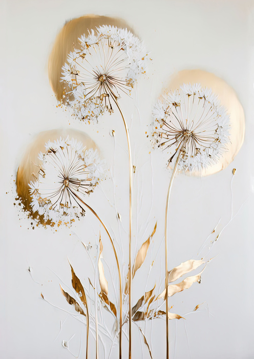 Poster Goldene Löwenzahn Auf Hellem Hintergrund Rahmen Aluminium Farbe Schwarz – Bild 12