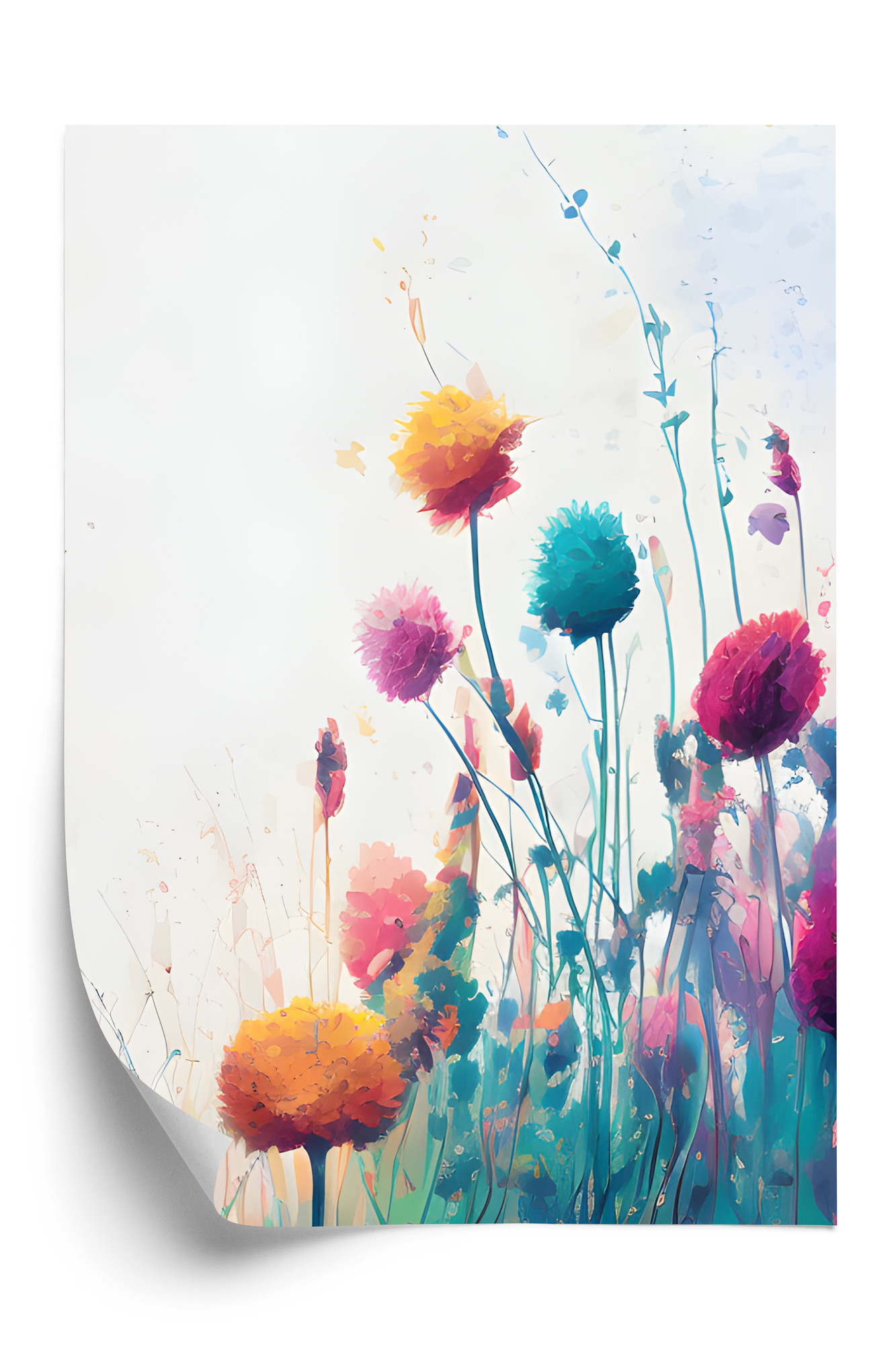 Poster Bunte Abstrakte Wiese Rahmen Aluminium Farbe Schwarz – Bild 3