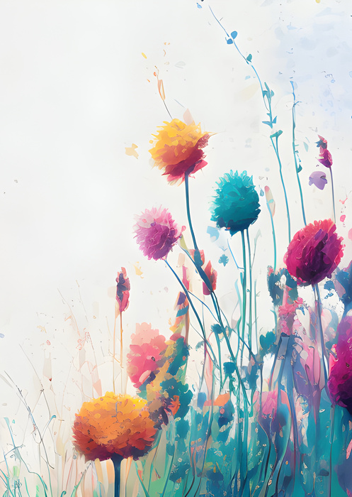 Poster Bunte Abstrakte Wiese Rahmen Aluminium Farbe Schwarz – Bild 4