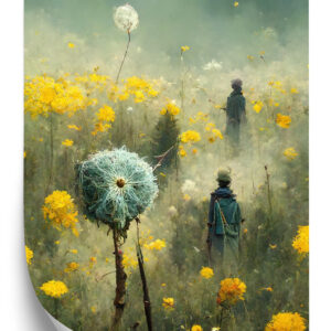 Poster Menschen Gehen Auf Einer Gelben Wiese