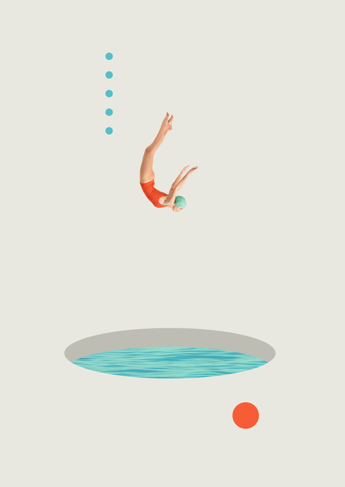 Poster Eintauchen In Die Künstlerische Collage Des Wassers Rahmen Aluminium Farbe Schwarz – Bild 4