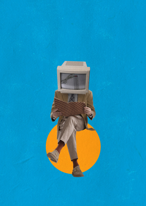 Poster Moderne Collage Mit Binärem Geist Rahmen Aluminium Farbe Schwarz – Bild 4