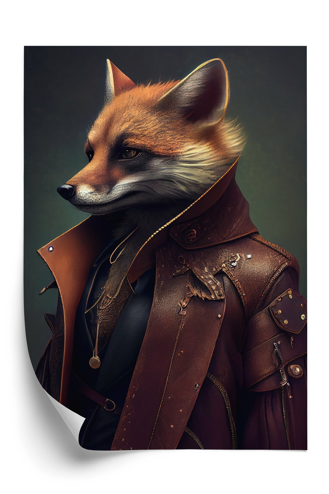 Poster Fuchs Im Fantasykostüm Rahmen Holz Mit Passepartout Farbe Natürlich – Bild 3