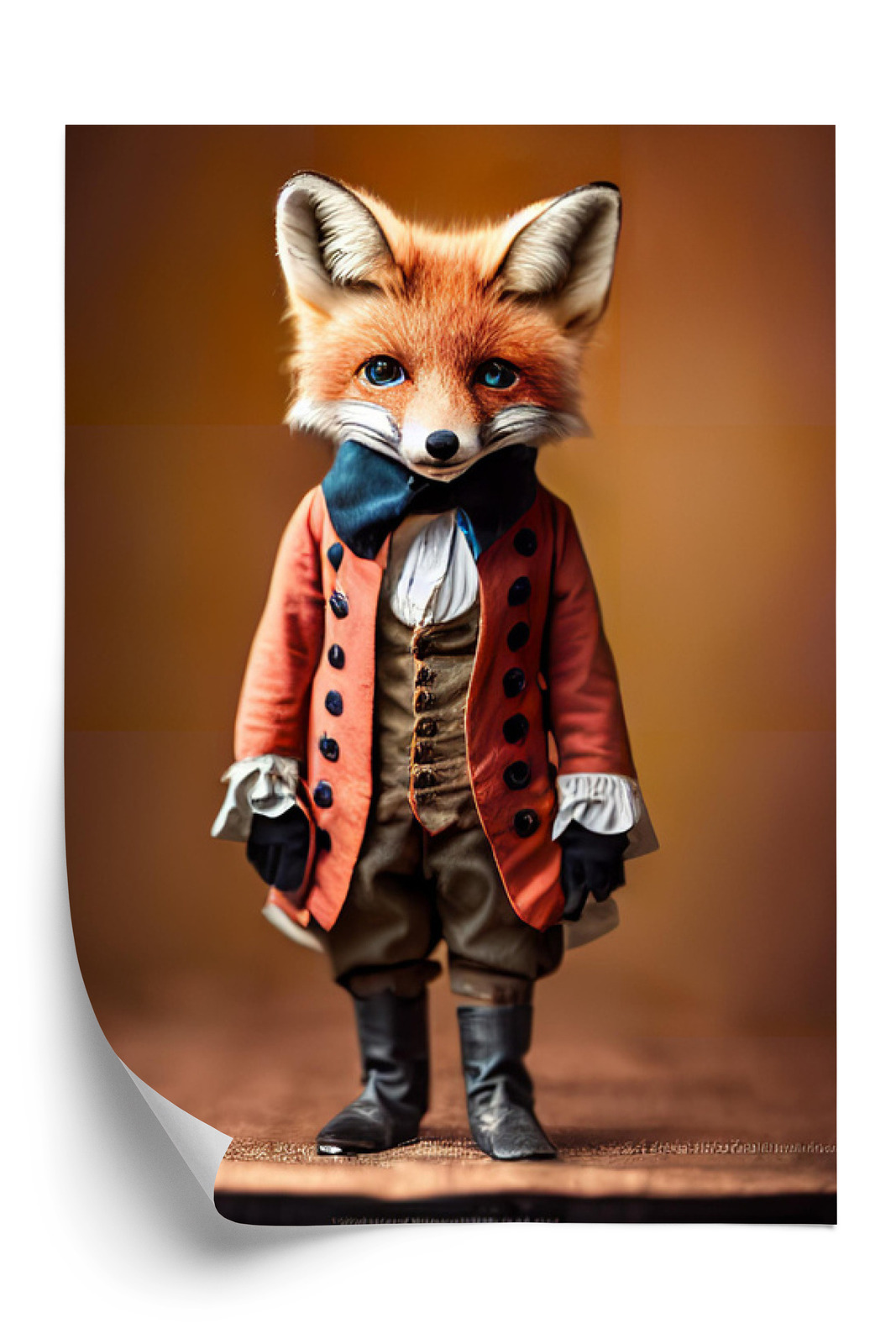 Poster Ein Anthropomorpher Fuchs Im Viktorianischen Anzug Aus Dem 19. Jahrhundert Rahmen Holz Mit Passepartout Farbe Natürlich – Bild 3