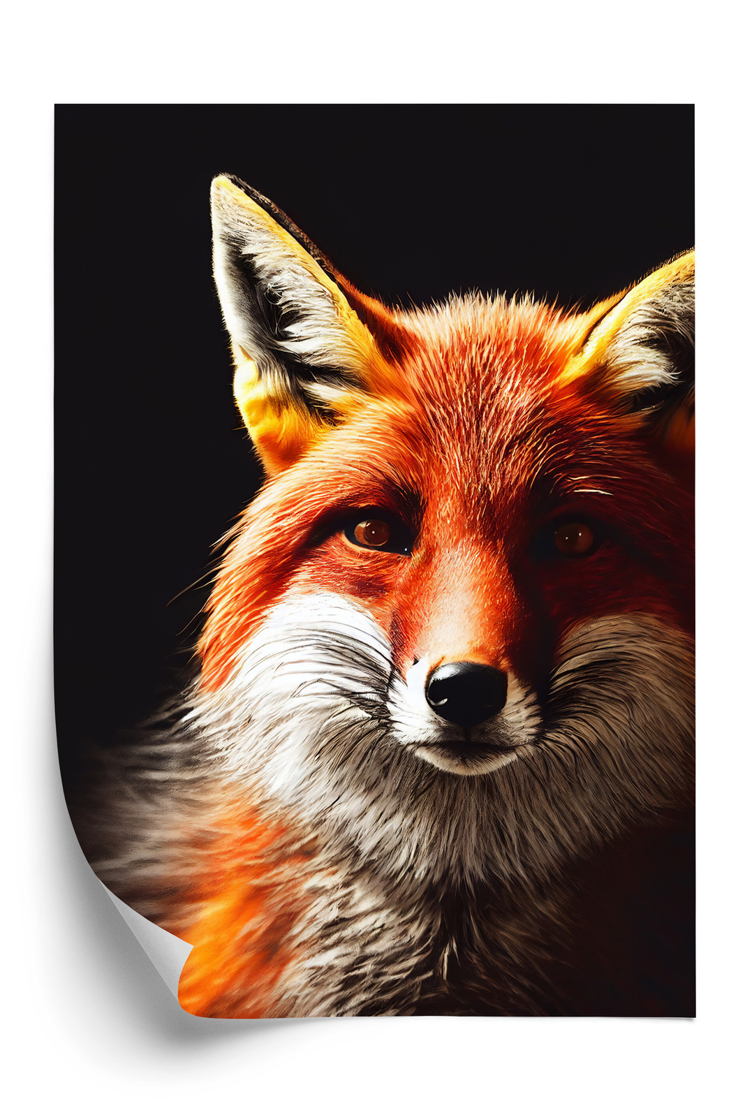 Poster Realistic Fox Portrait. Rahmen Holz Mit Passepartout Farbe Natürlich – Bild 3