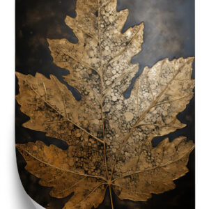 Poster Blattgold Im Vintage-Stil Auf Dunklem Hintergrund