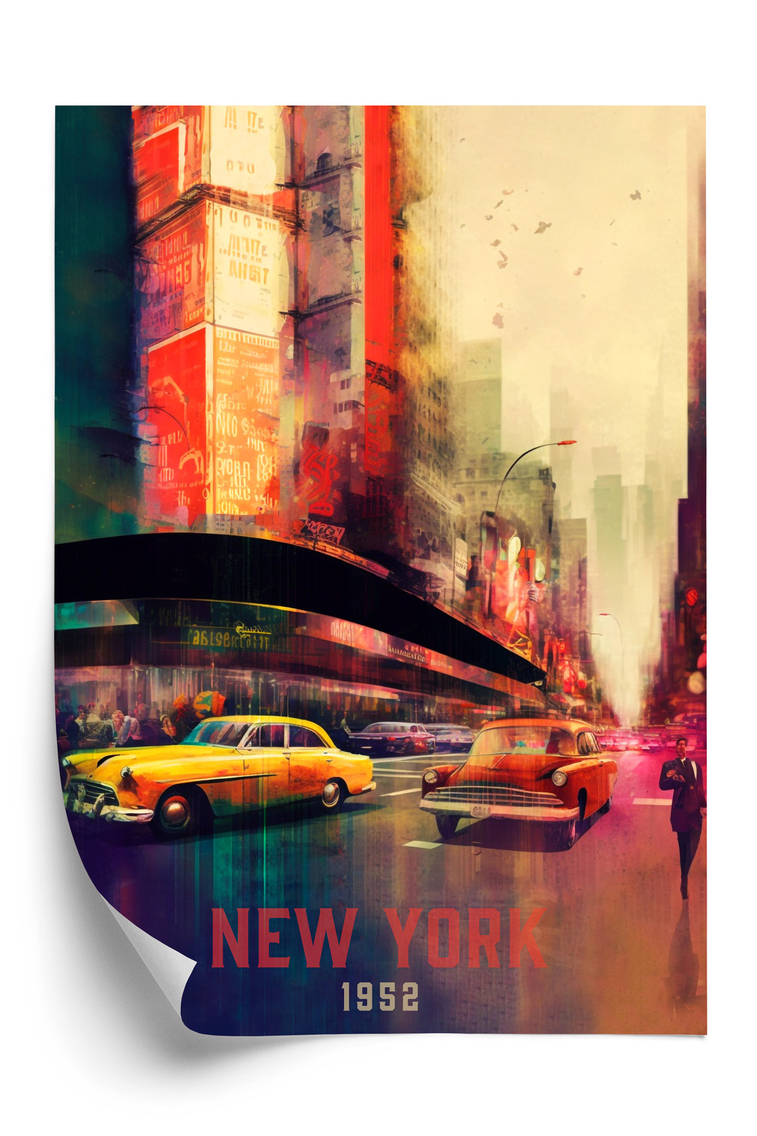 Poster Abstraktes Gemälde Einer Straße In New York Rahmen Aluminium Farbe Schwarz – Bild 3