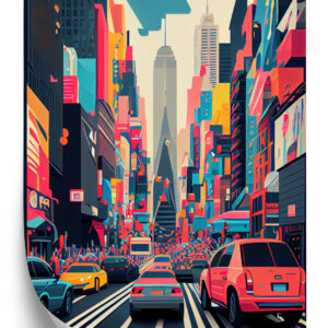 Poster Bunte Autos Auf Der Straße Von New York, Abstraktion