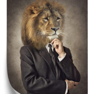 Poster Ein Mann Im Anzug Mit Löwenkopf