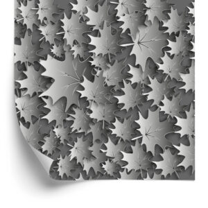 Tapete Blätter In Grautönen - 3D-Effekt