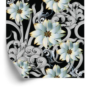 Tapete Optischer Effekt Von 3D-Blumen Für Das Schlafzimmer