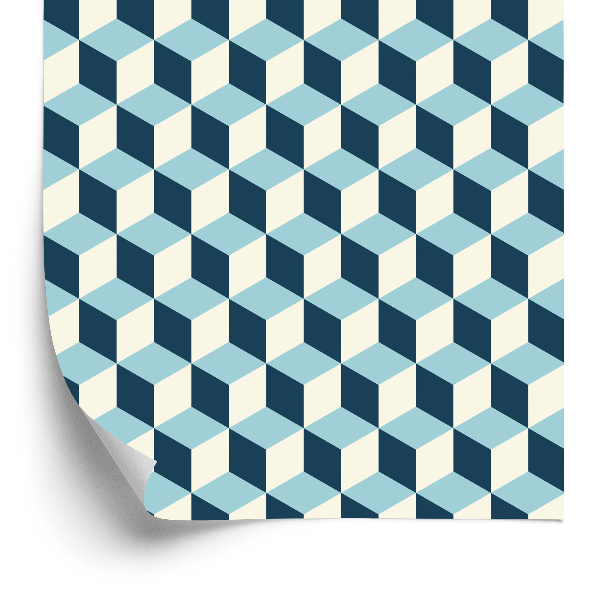 Tapete Retro Style 3D Würfel