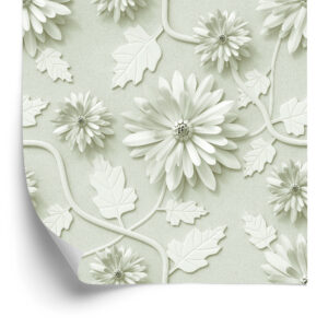 Tapete Dreidimensionale Chrysanthemen Mit Blättern