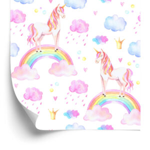 Tapete Für Mädchen Pastellregenbogen-Einhörner
