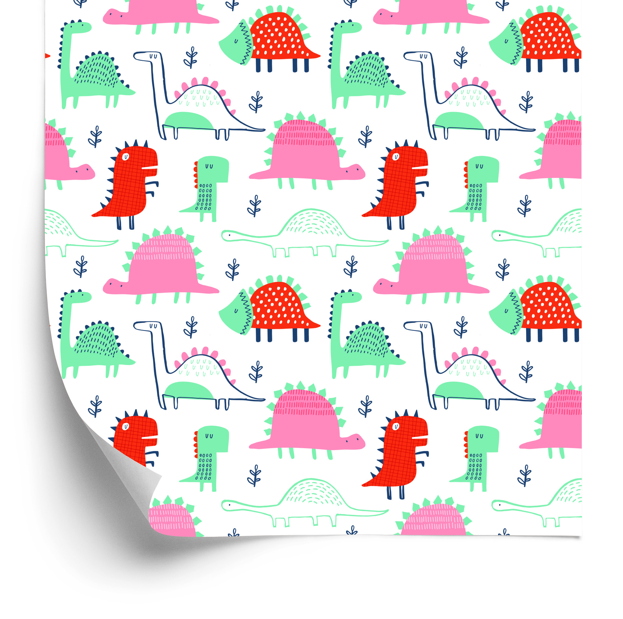 Tapete Bunte Dinosaurierblätter Für Das Zimmer Des Babys