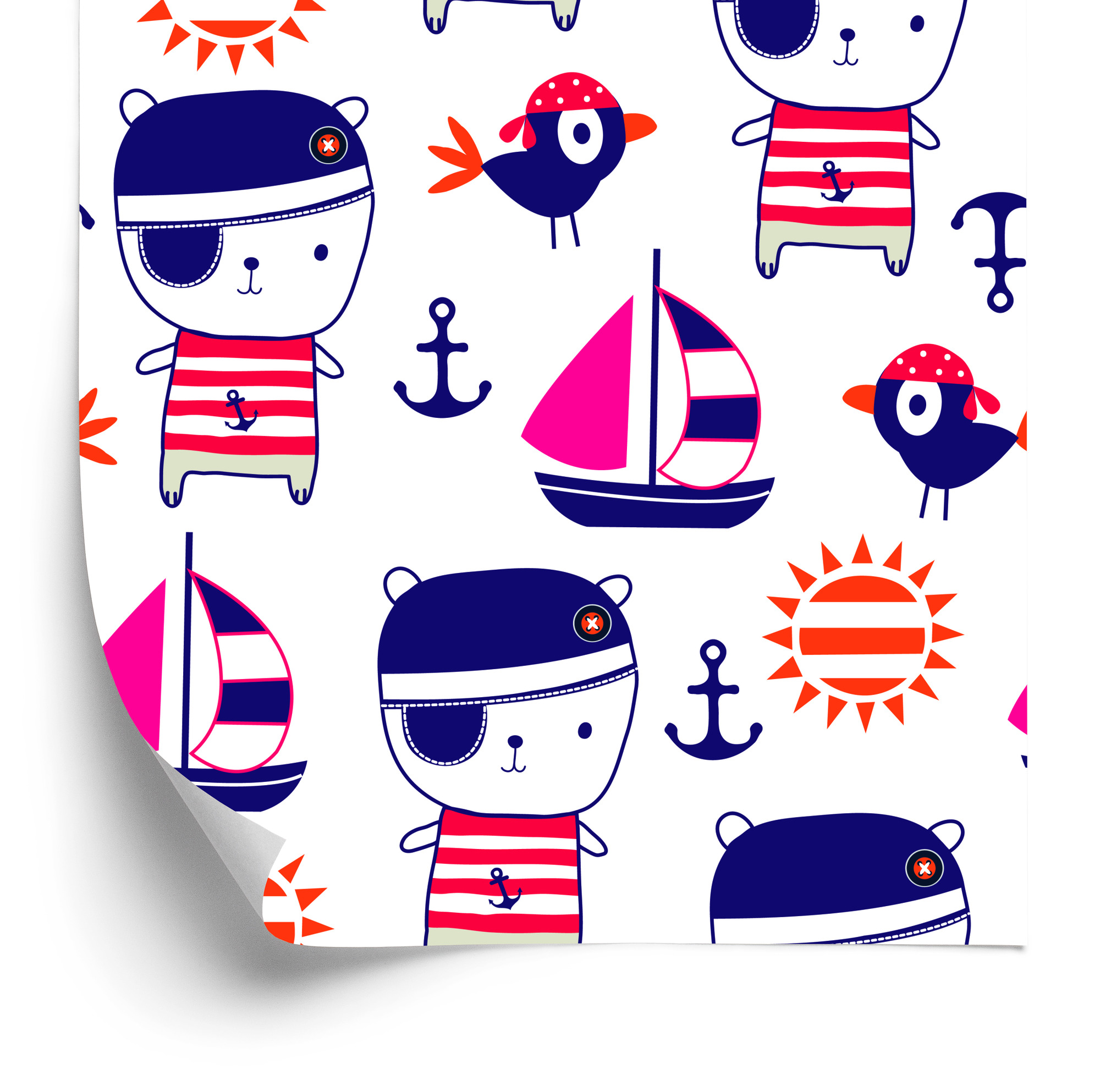 Tapete Bären Und Vögel