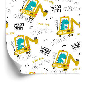 Tapete Für Junge Dinosaurier Fahrzeuge Bagger