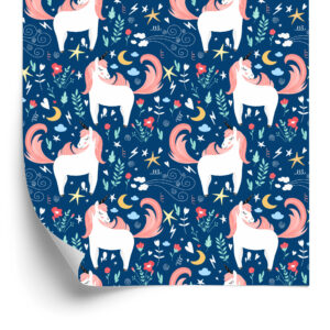 Tapete Für Kinder - Einhörner Und Pflanzen