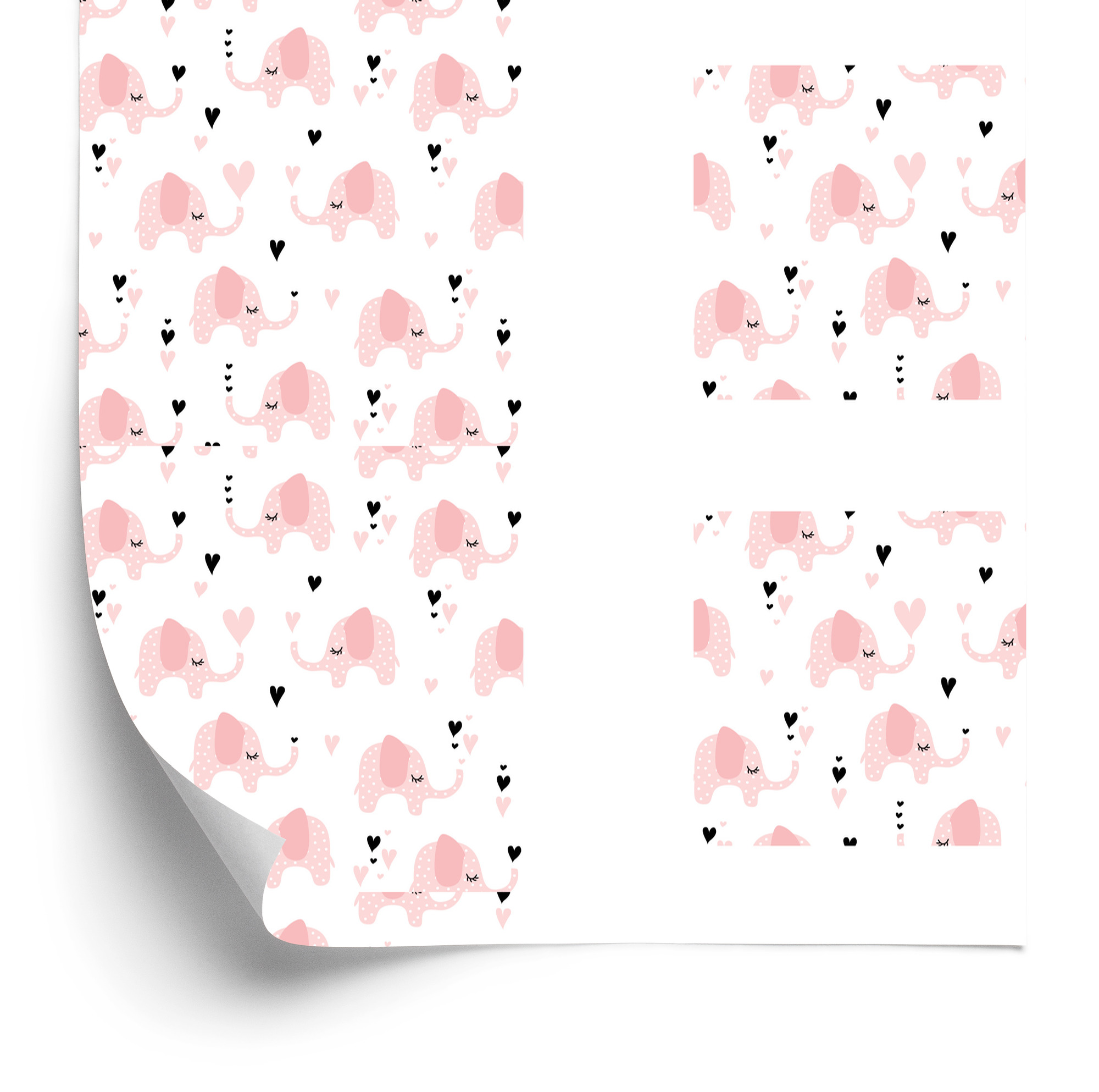 Tapete Für Kinder - Elefanten Und Herzen