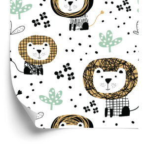 Tapete Für Jungen-Löwen-Tier-Baum-Punkte