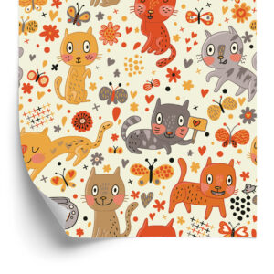 Tapete Für Kinder - Lustige Bunte Katzen